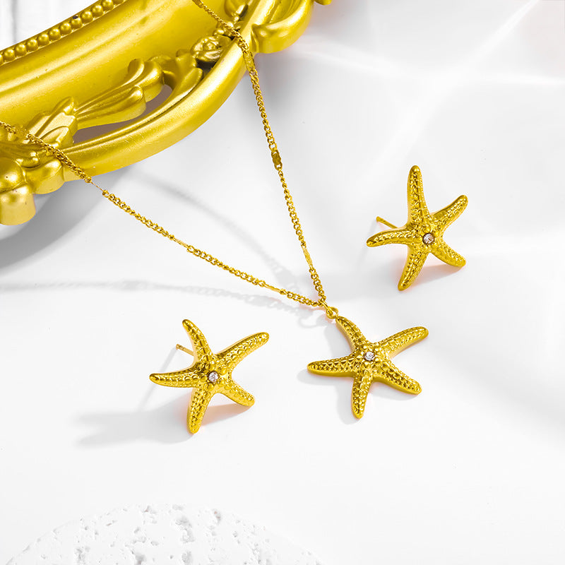 Star Pendant Necklace And Earring