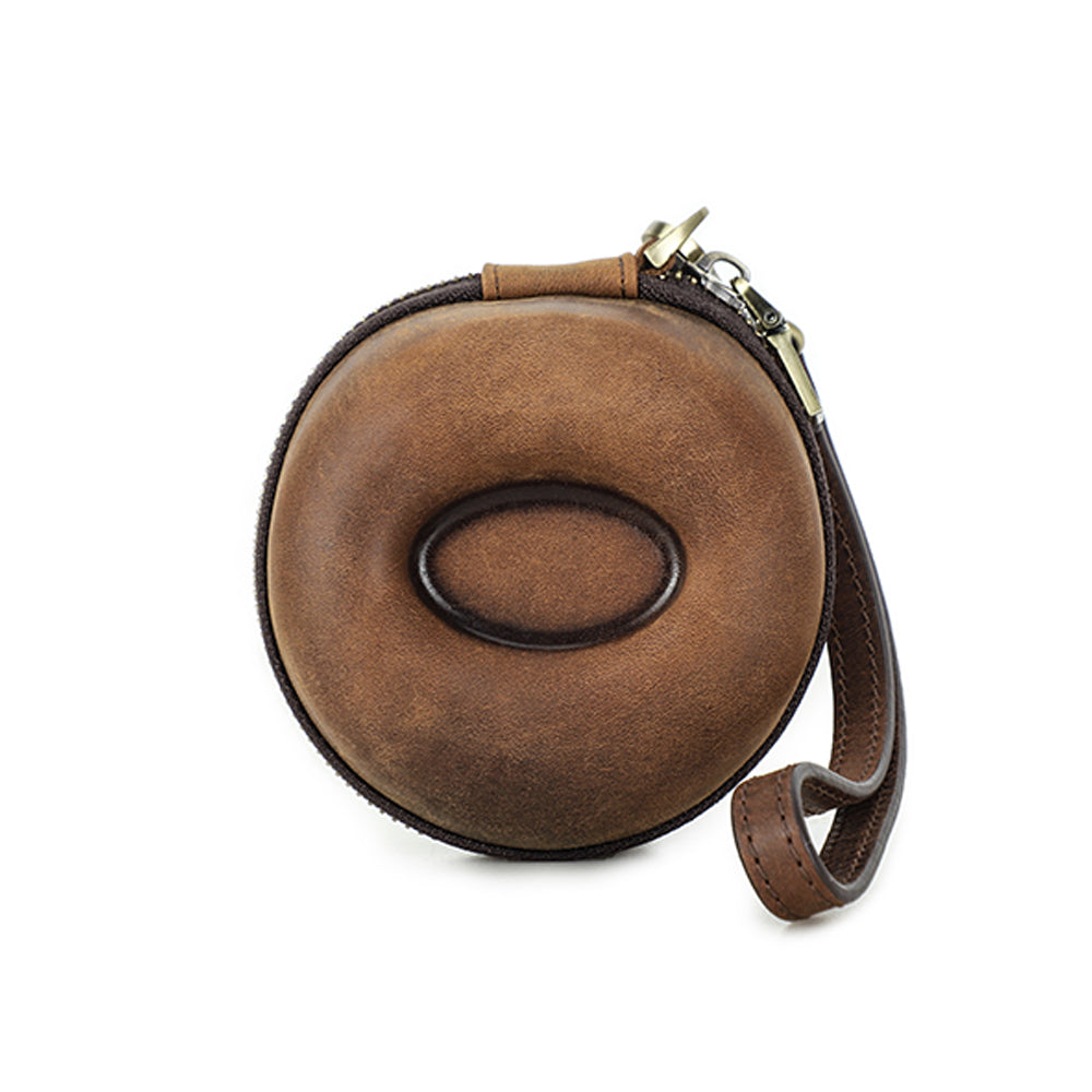 Handmade Crazy Horse Leather Donut Watch Case