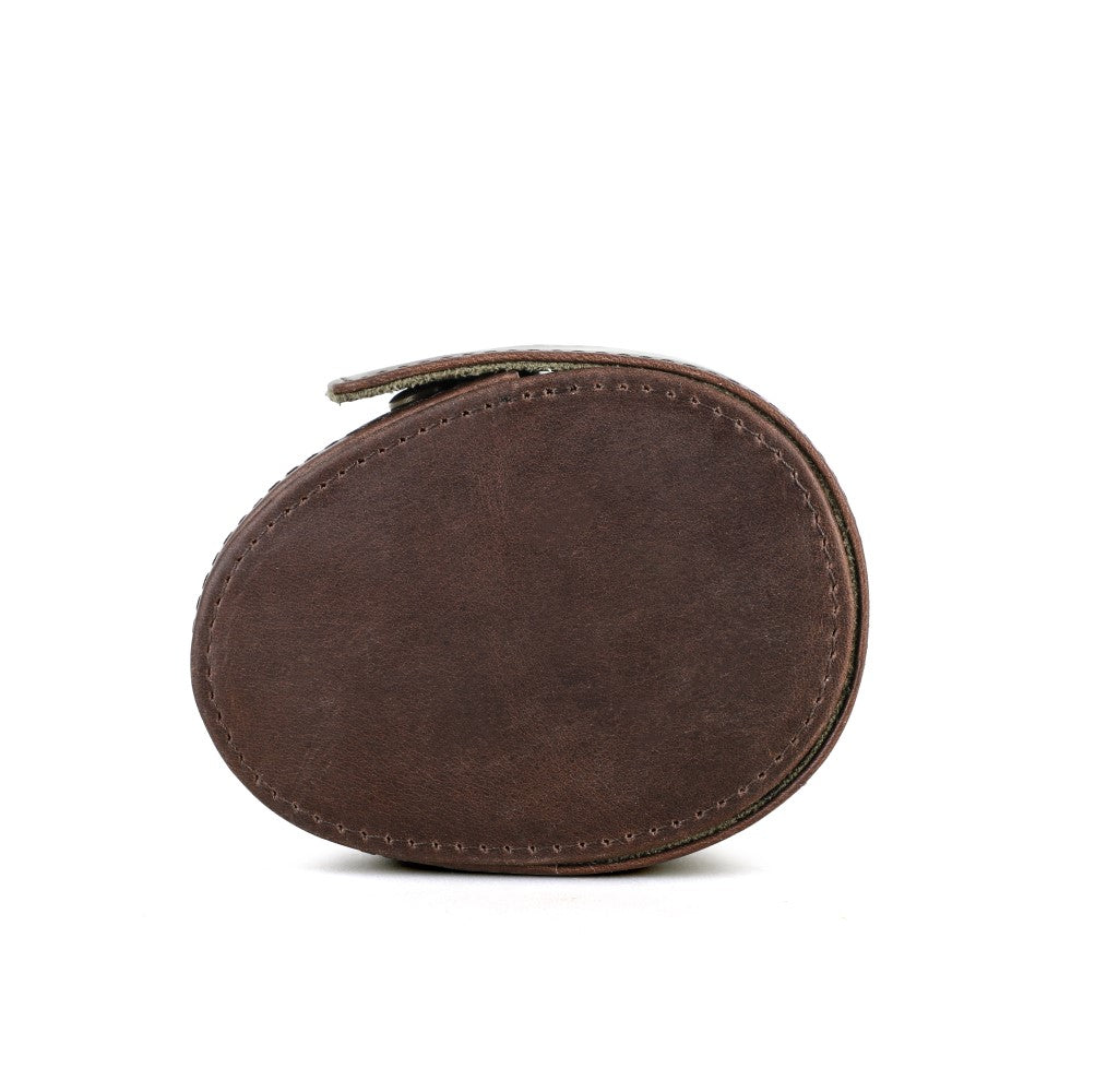 Genuine Crazy Horse Leather Watch Pouch – Olive Suede Lining