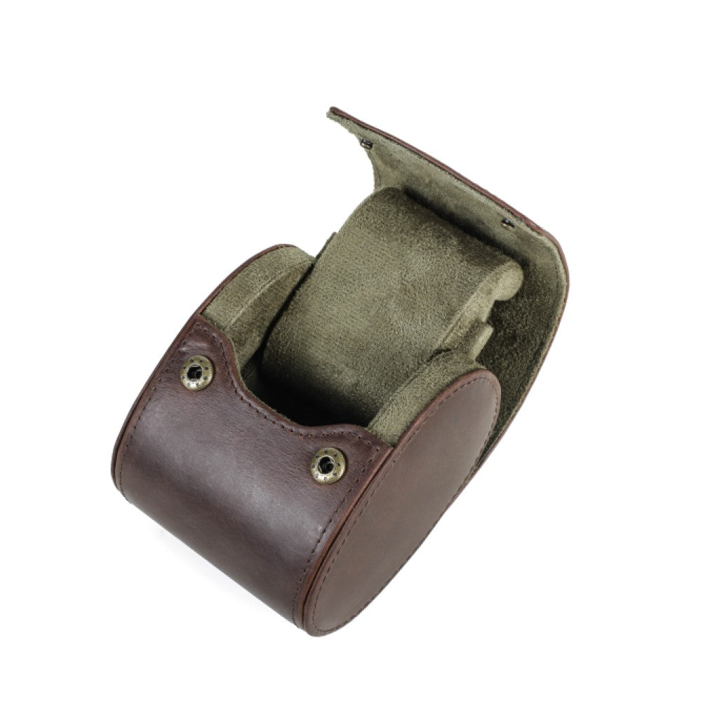 Genuine Crazy Horse Leather Watch Pouch – Olive Suede Lining
