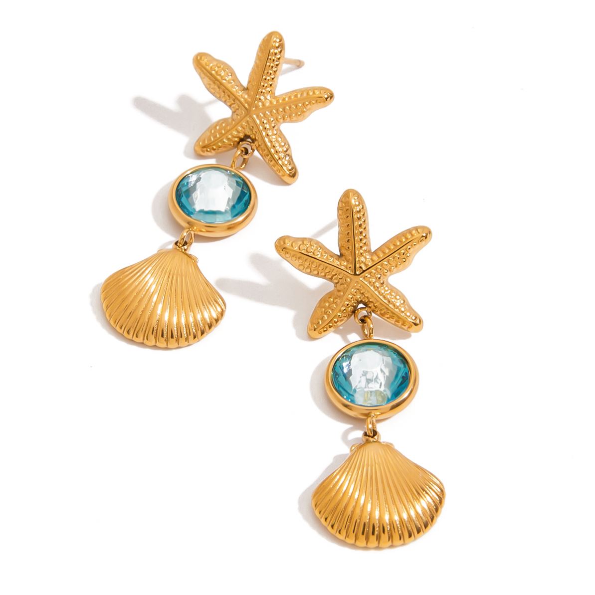 Earrings Ocean Trendy Elegant Blue Face