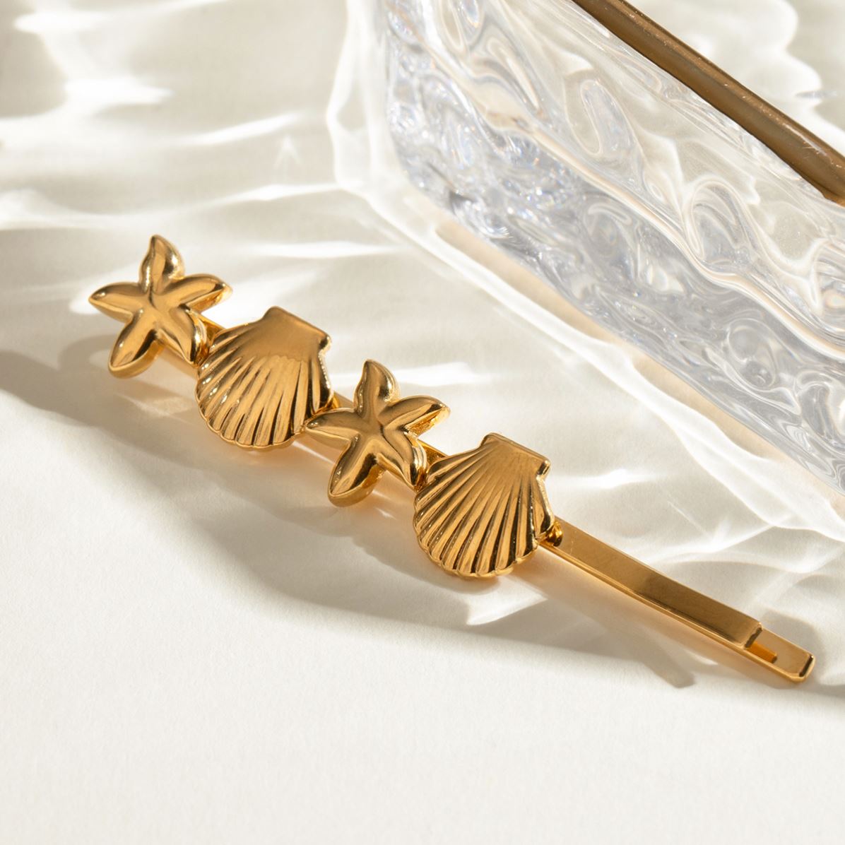 Two Starfish Two Shells One Pin Hair Clip