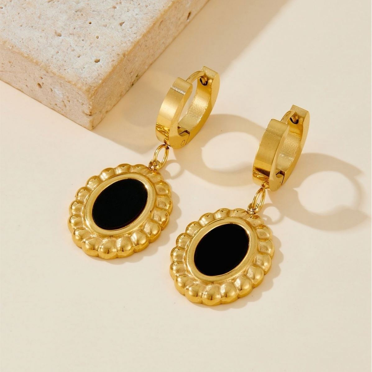 Oval Shell Charm Necklace & Earrings