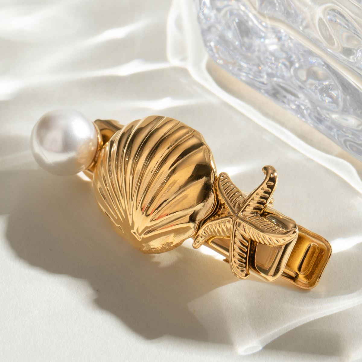 Large Shell Starfish Imitation Pearl Duck Beak Small Hair Clip