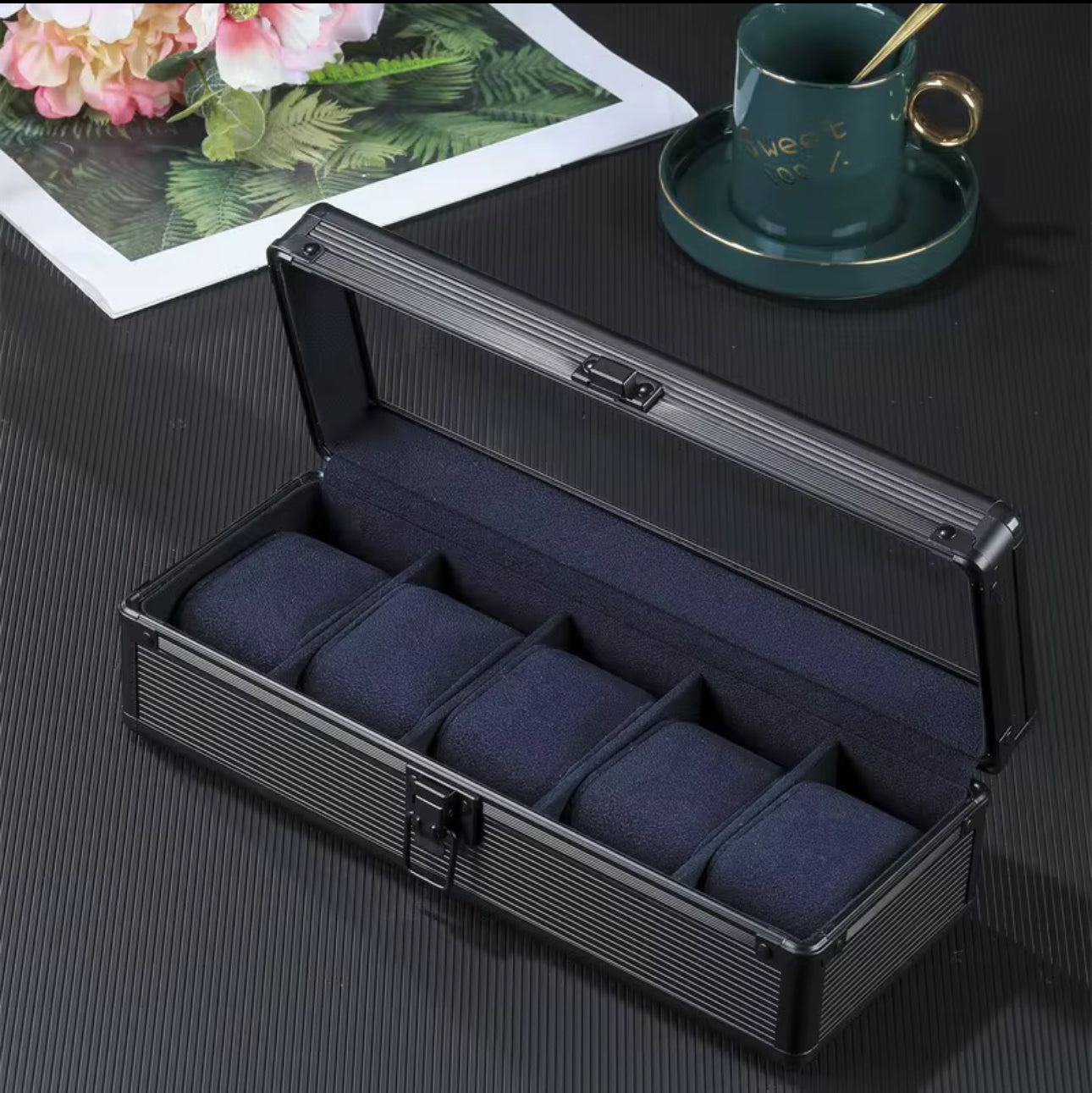 Premium 5-Slot Watch Storage Box – Available in Blue & Green