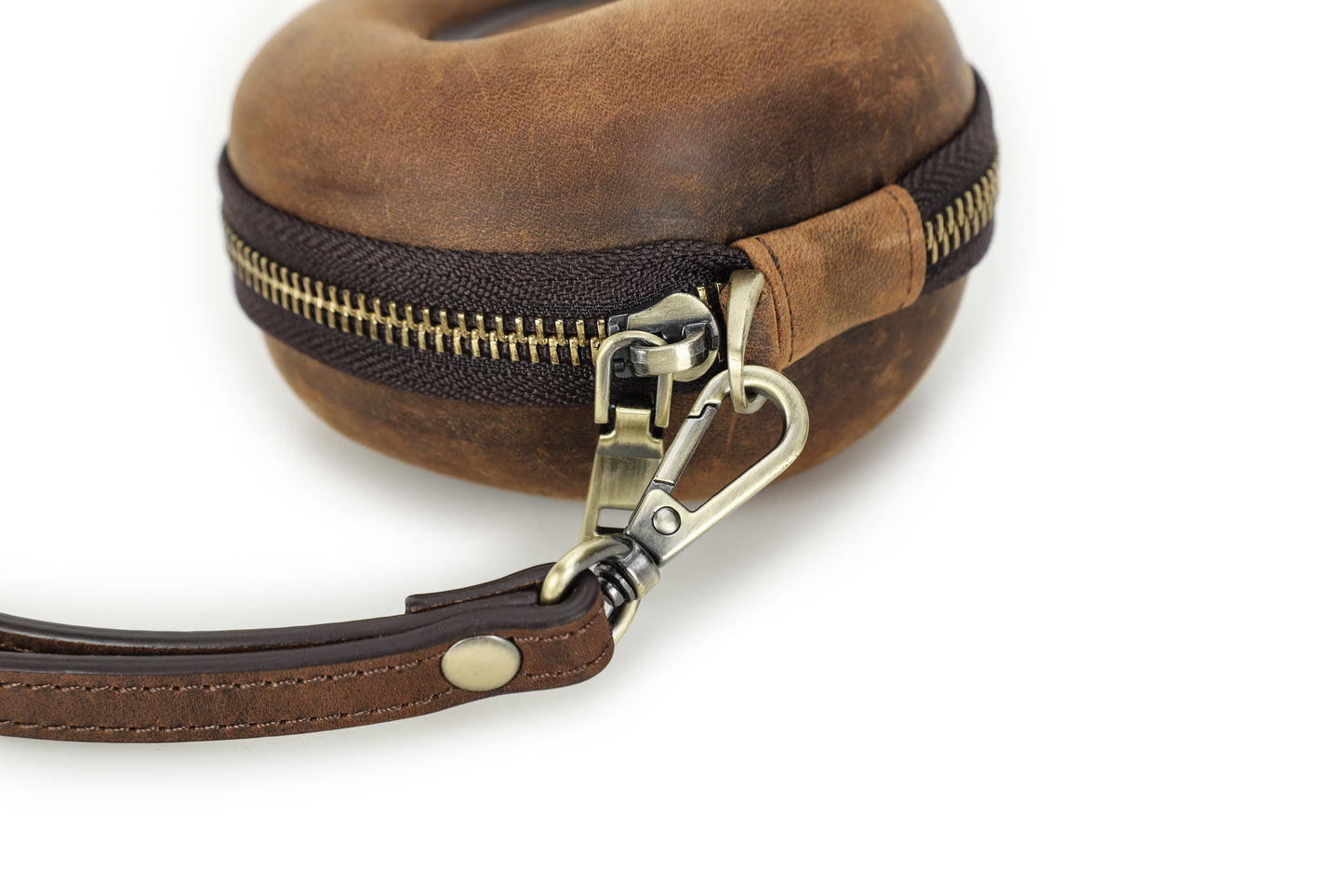 Handmade Crazy Horse Leather Donut Watch Case