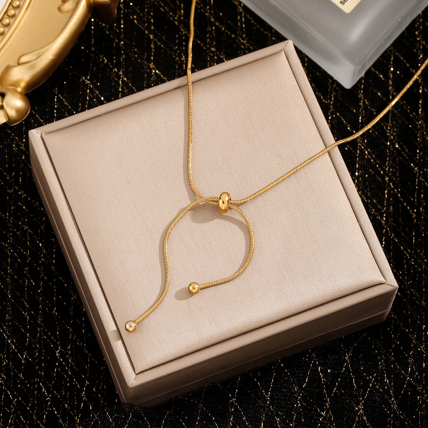 Minimalist Gold Set – Adjustable Chain Necklace & Bracelet