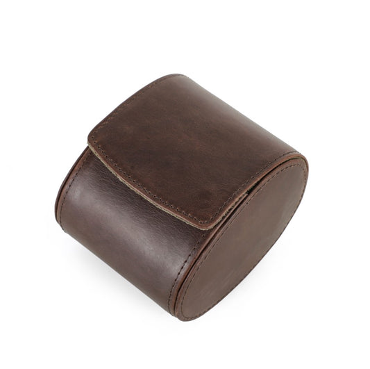 Genuine Crazy Horse Leather Watch Pouch – Olive Suede Lining