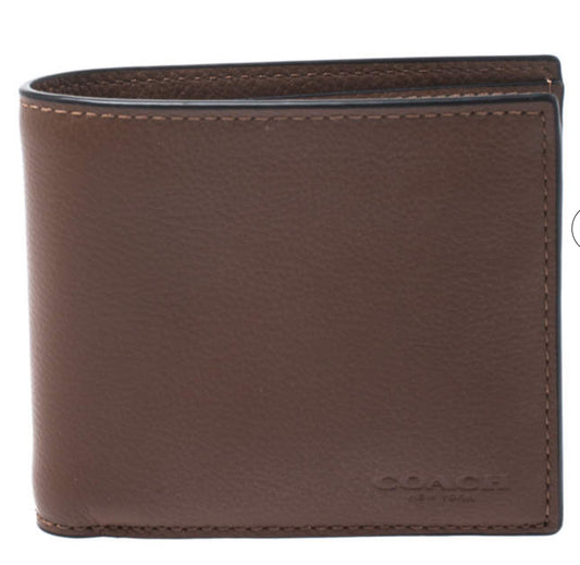 Coach Brown Leather ID Compact Bifold Wallet