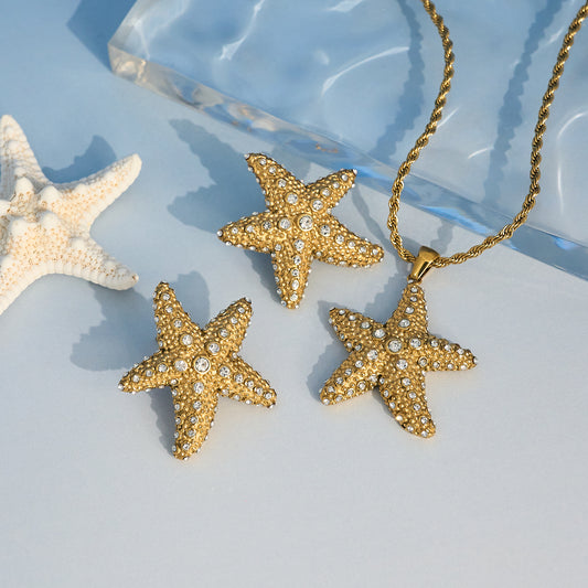 Star Pendant Necklace And Earring