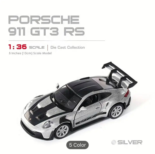 PORSCHE 911 GT3 RS Model - 1:36 Scale Alloy Collectible Car Toy for Youngsters, Pull-Back Action, No Battery Required - Available in Gray