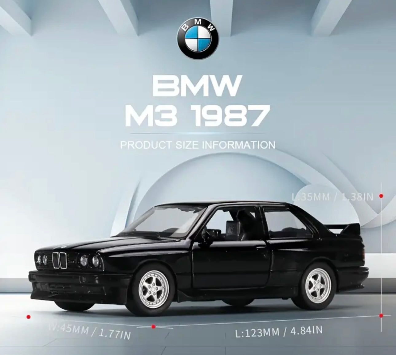 BMW M3 1987 Diecast Model - 1:36 Scale Alloy Toy Car for Youngsters, Pull-Back Action, White