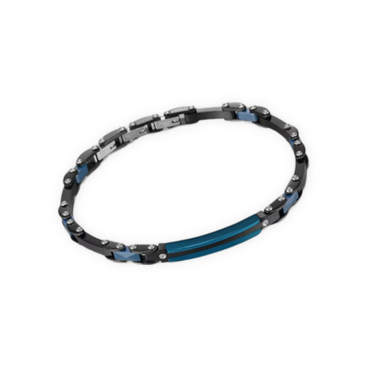 Men’s Stainless Steel & Ceramic Link Bracelet - Blue