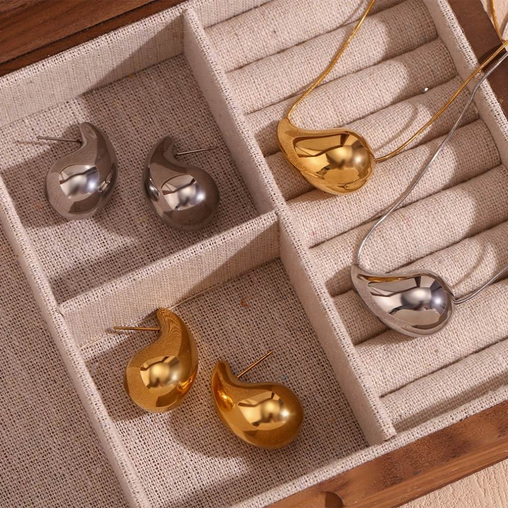 Latest Stylish Hollow Water Drop Stainless Steel Shell Set