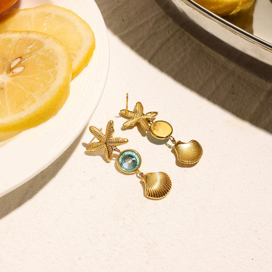 Earrings Ocean Trendy Elegant Blue Face