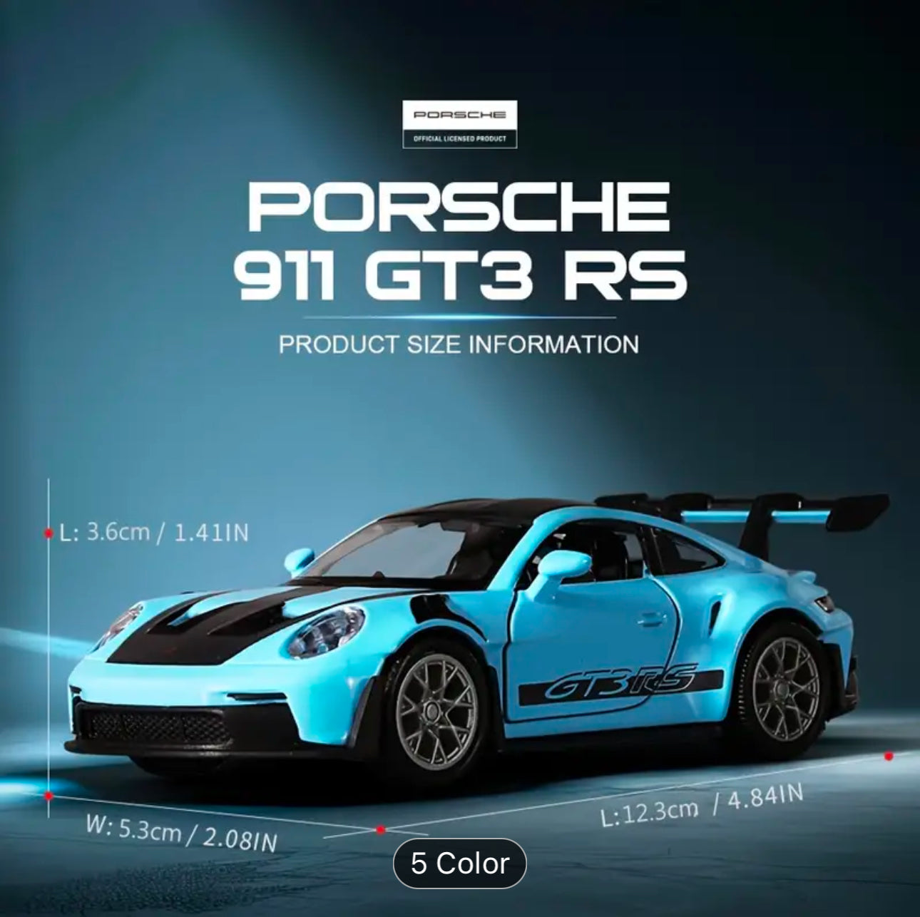 PORSCHE 911 GT3 RS Model - 1:36 Scale Alloy Collectible Car Toy for Youngsters, Pull-Back Action, No Battery Required - Available in Gray