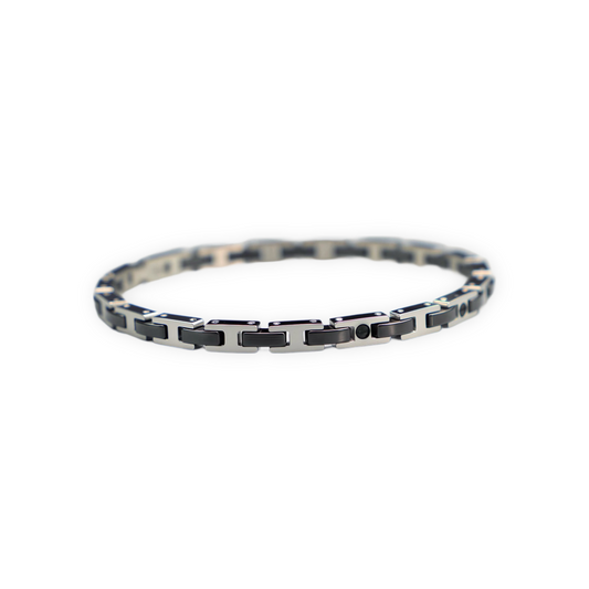 Men’s Stainless Steel & Ceramic Link Bracelet - Black