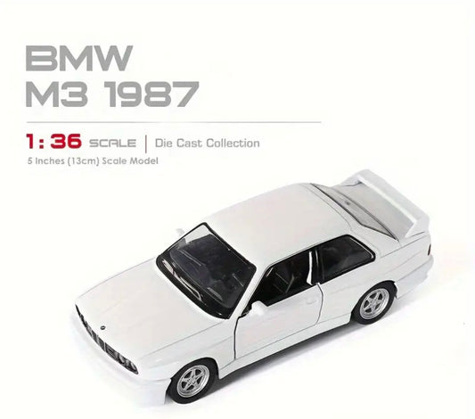 BMW M3 1987 Diecast Model - 1:36 Scale Alloy Toy Car for Youngsters, Pull-Back Action, White