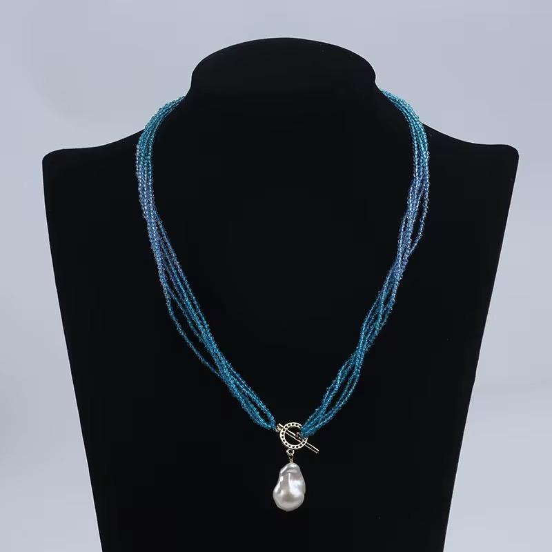 Crystal Baroque Pearl Pendant Necklace – 11–14mm