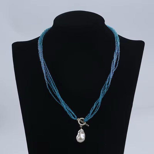 Crystal Baroque Pearl Pendant Necklace – 11–14mm